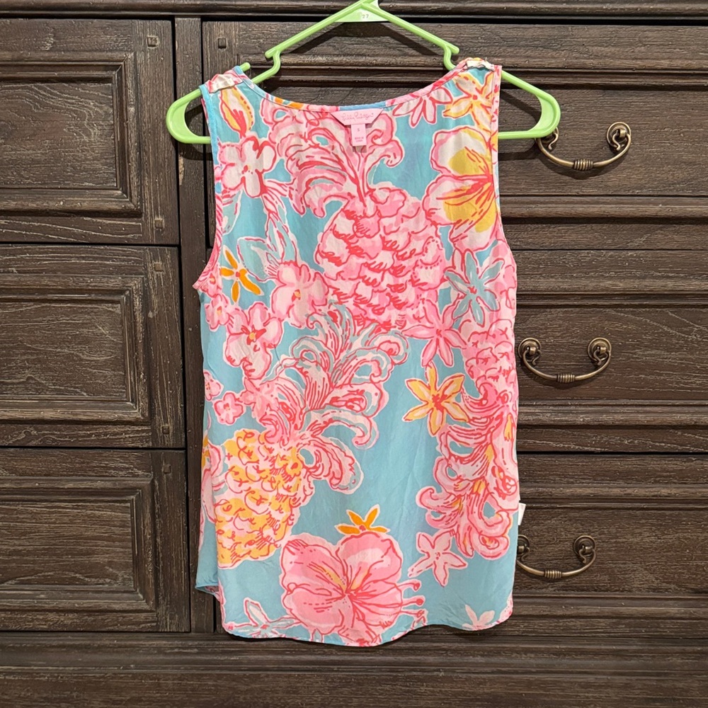 Lilly Pulitzer Pink and Blue Floral Tank Top